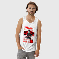 Майка мужская хлопок Тандзиро Камадо Клинок рассекающий демонов стиль, цвет: белый — фото 2