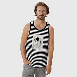 Майка мужская хлопок Абстрактная картина Perfectly Enough, цвет: черная тельняшка — фото 2