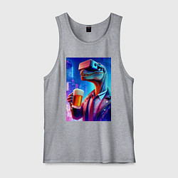 Мужская майка Пивозавр в виртуальных очках - нейроарт