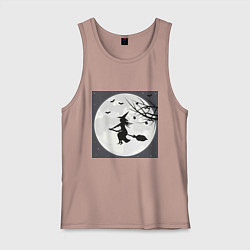 Мужская майка Ведьма в полнолуние летит на шабаш