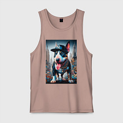 Мужская майка Funny bull terrier in New York - ai art