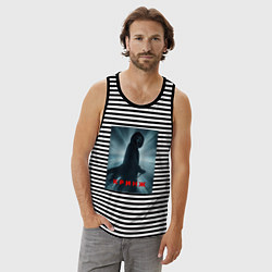 Майка мужская хлопок Крик мем, цвет: черная тельняшка — фото 2