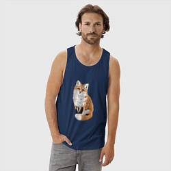 Майка мужская хлопок Осенняя лисица, цвет: тёмно-синий — фото 2