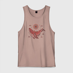 Мужская майка Кит и солнце в стиле мезенской росписи