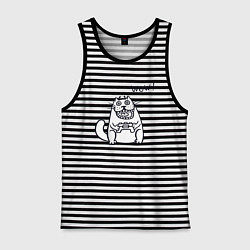 Майка мужская хлопок Котик вау, цвет: черная тельняшка