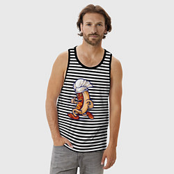 Майка мужская хлопок Повар хот-дог, цвет: черная тельняшка — фото 2