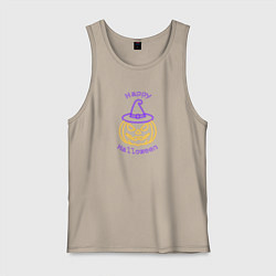 Мужская майка Неоновая тыква в шляпе ведьмы