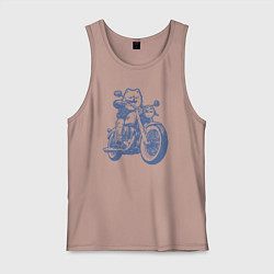 Мужская майка Шпиц байкер на мотоцикле на чоппере померанец