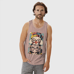 Майка мужская хлопок Клоун с девочкой арт, цвет: пыльно-розовый — фото 2