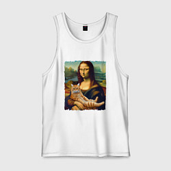 Мужская майка Мона Лиза с рыжим котом