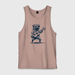 Майка мужская хлопок Мопс с гитарой укулеле, цвет: пыльно-розовый