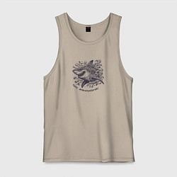 Мужская майка Ухмыляющаяся акула в волнах