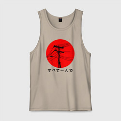 Майка мужская хлопок Японский вайб, цвет: миндальный