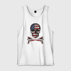 Майка мужская хлопок Skull USA, цвет: белый