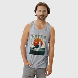 Майка мужская хлопок Чайка на берегу, цвет: меланж — фото 2