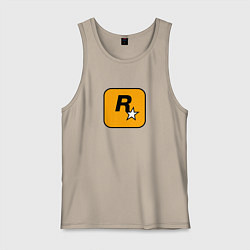 Майка мужская хлопок Rockstar logo, цвет: миндальный
