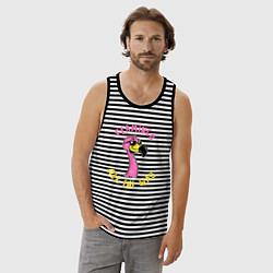 Майка мужская хлопок Flamingo all the way, цвет: черная тельняшка — фото 2