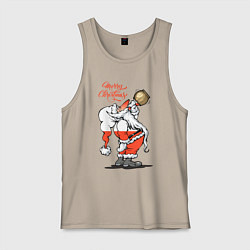 Мужская майка Санта Клаус наполняет себя вином