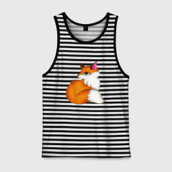 Майка мужская хлопок Лисичка на чиле, цвет: черная тельняшка