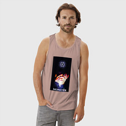 Майка мужская хлопок Exo monster, цвет: пыльно-розовый — фото 2