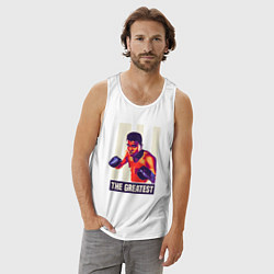 Майка мужская хлопок Величайший Али, цвет: белый — фото 2