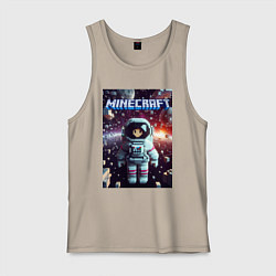 Майка мужская хлопок Брюнетка в космосе - Майнкрафт фантазия, цвет: миндальный