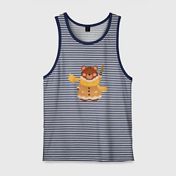 Майка мужская хлопок Маленький медведик, цвет: синяя тельняшка