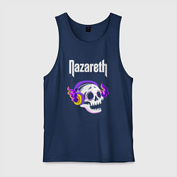 Майка мужская хлопок Nazareth - неоновый череп, цвет: тёмно-синий