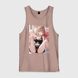 Майка мужская хлопок Девушка секси, цвет: пыльно-розовый