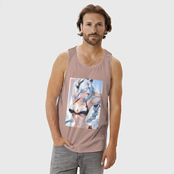 Майка мужская хлопок Геншин Шэнь Хэ купальник, цвет: пыльно-розовый — фото 2