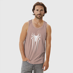 Майка мужская хлопок Белая эмблема Человека-паука, цвет: пыльно-розовый — фото 2