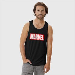 Майка мужская хлопок Marvel logo, цвет: черный — фото 2