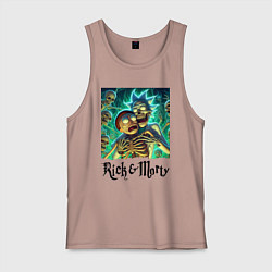 Майка мужская хлопок Rick and Morty - horror, цвет: пыльно-розовый