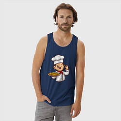 Майка мужская хлопок Поварёнок с пиццей, цвет: тёмно-синий — фото 2