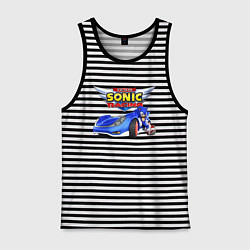 Майка мужская хлопок Cool hedgehog - Sonic racing team, цвет: черная тельняшка