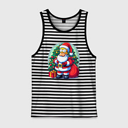 Майка мужская хлопок Santa Simpson - ai art, цвет: черная тельняшка