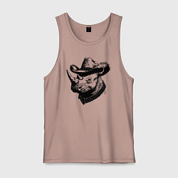 Мужская майка Носорог ковбой