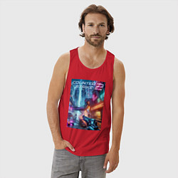 Майка мужская хлопок Counter Strike 2 - metropolis, цвет: красный — фото 2