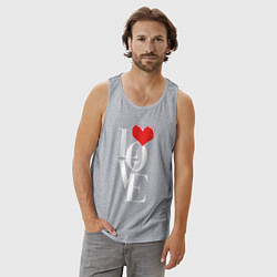 Майка мужская хлопок Love - big heart, цвет: меланж — фото 2