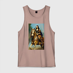 Майка мужская хлопок Мона Лиза верхом на коне, цвет: пыльно-розовый