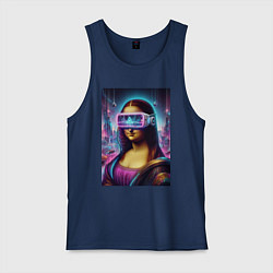 Мужская майка Джоконда в виртуальных очках - киберпанк