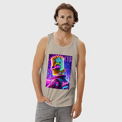 Майка мужская хлопок Cyber Bart - neon glow, цвет: миндальный — фото 2