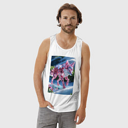 Майка мужская хлопок Кристальный волк на снегу, цвет: белый — фото 2