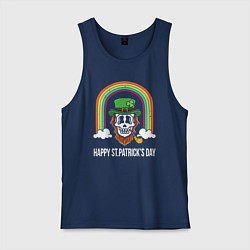 Майка мужская хлопок Happy St Patricks day - skull, цвет: тёмно-синий