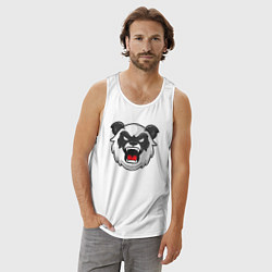 Майка мужская хлопок Angry panda, цвет: белый — фото 2