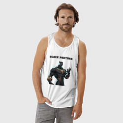Майка мужская хлопок Black Panther marvel rivals, цвет: белый — фото 2