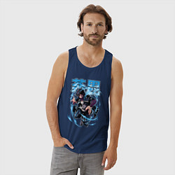 Майка мужская хлопок Моя геройская академия Даби синее пламя, цвет: тёмно-синий — фото 2