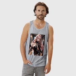 Майка мужская хлопок Девушка в коридоре, цвет: меланж — фото 2