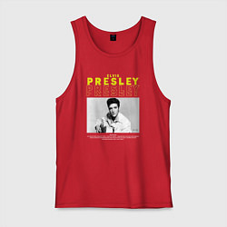 Майка мужская хлопок Элвис Пресли и его роспись, цвет: красный