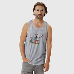 Майка мужская хлопок Селфи скелетик, цвет: меланж — фото 2